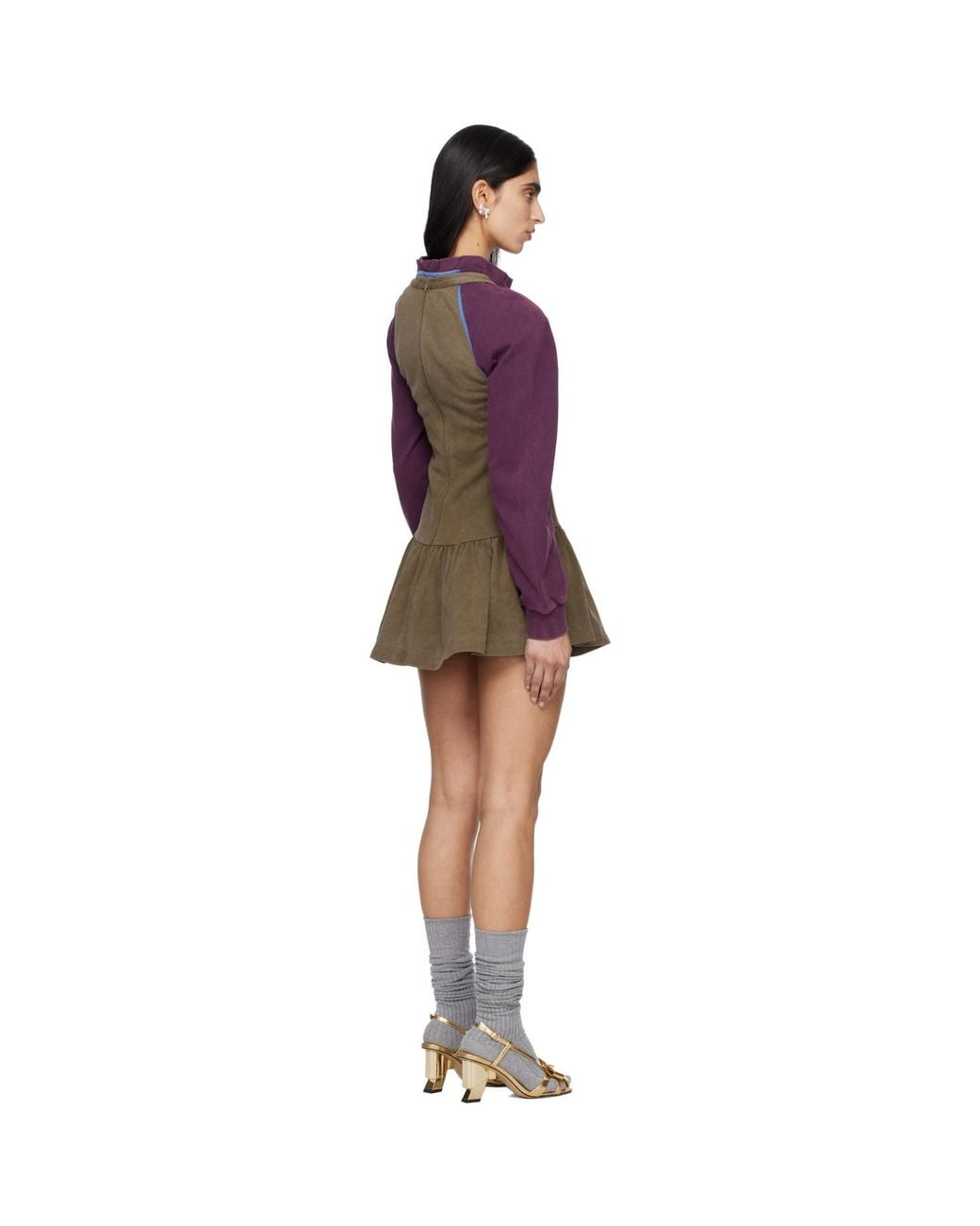 ShuShu/Tong Red Khaki Sleeveless T-Shirt Minidress