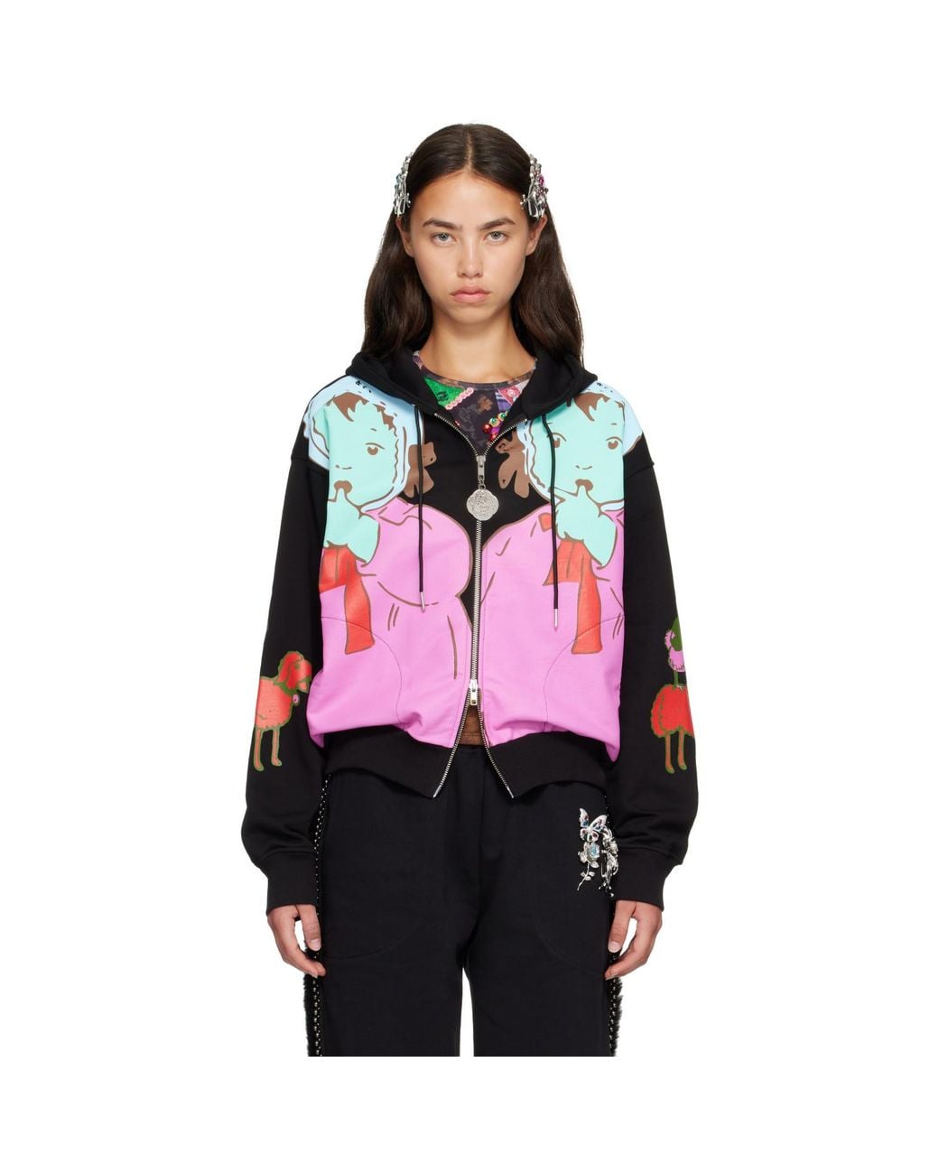 Chopova Lowena Red Double Woody Baby Zip Hoodie