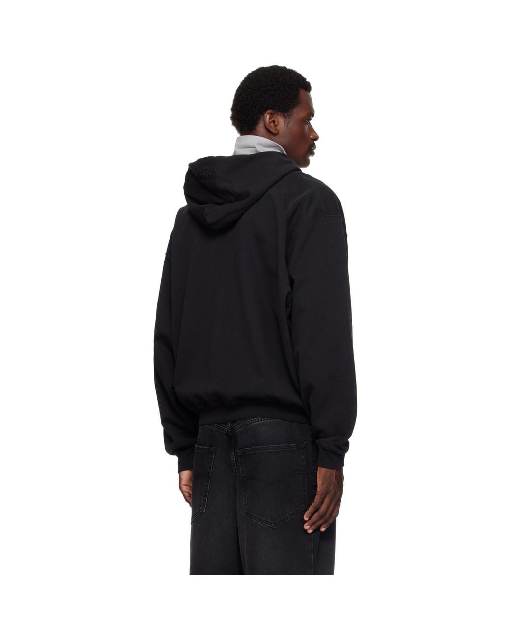 Vetements Black Classic Logo Zip-Up Hoodie for men