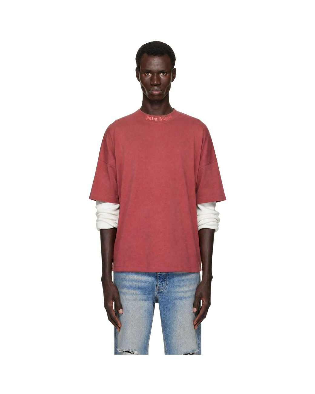 Palm Angels Red Classic Logo Oversized T-Shirt for men