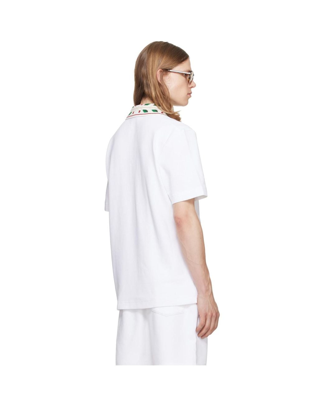 Casablanca White Laurel Pique Short Sleeve Polo for men