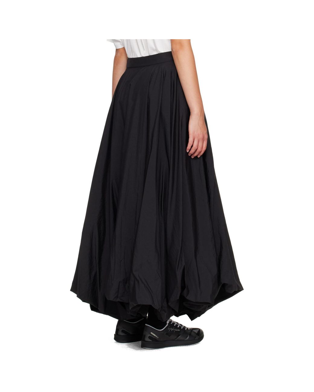 Y-3 Black Gradient 3-Stripes Nylon Balloon Midi Skirt