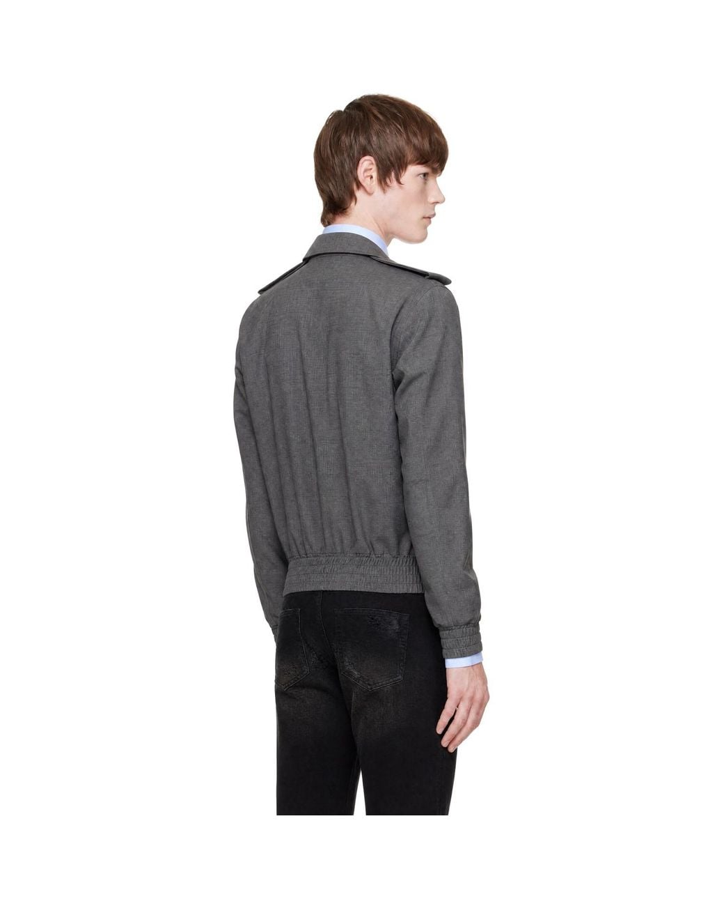AARON ESH Gray Wool Bomber Jacket for men