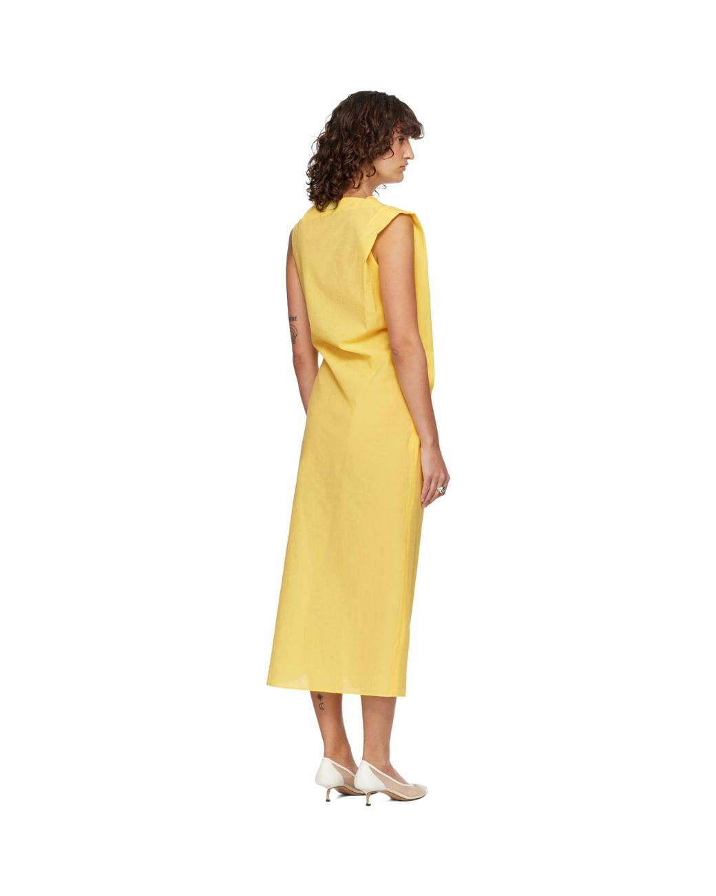 Jacquemus Yellow 'The Drap' Midi Dress