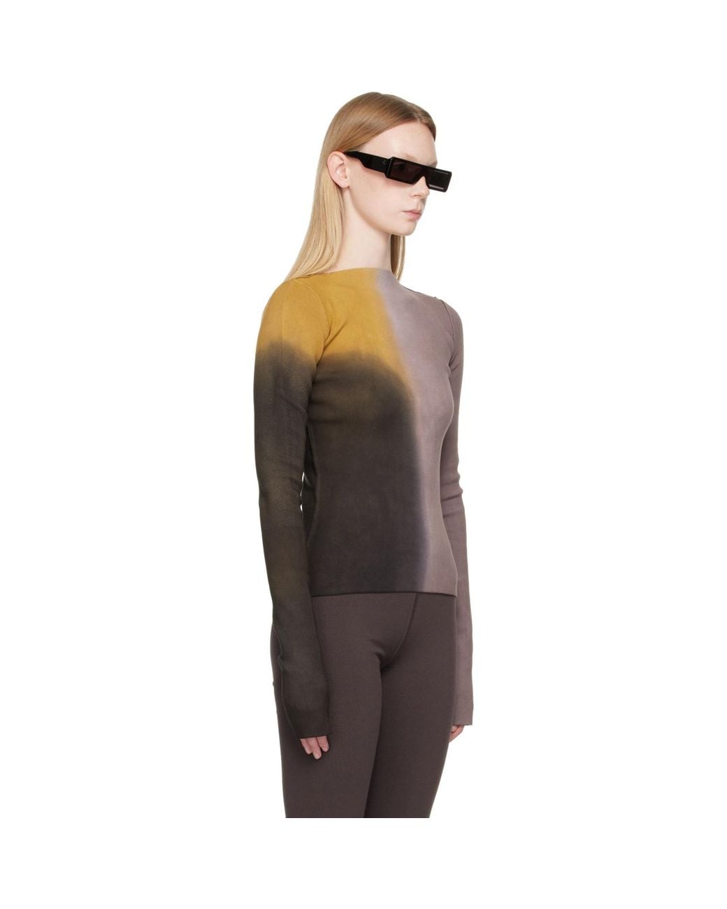 Rick Owens Brown Tower Tight Ls T-Shirt
