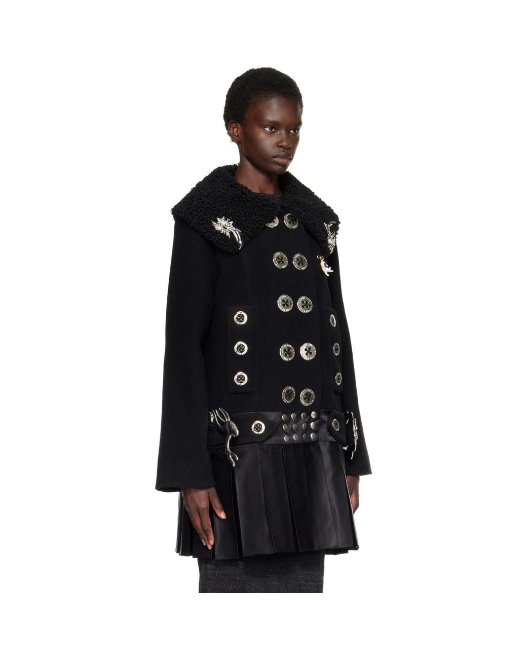 Chopova Lowena Black Fudge Buckle Coat