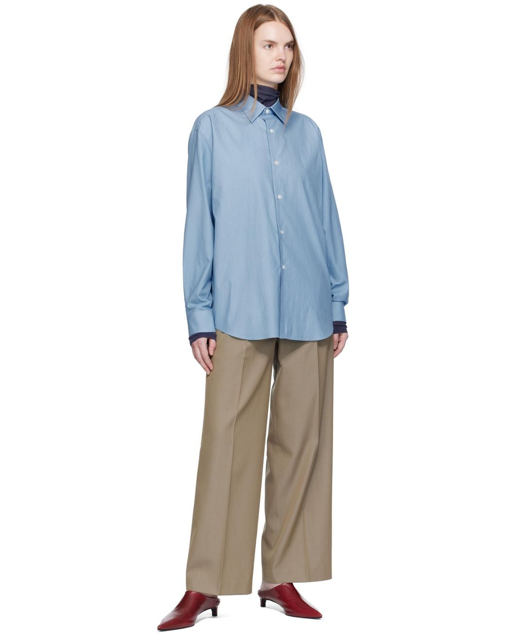 AURALEE Washed Finx Twill Shirt in Blue | Lyst