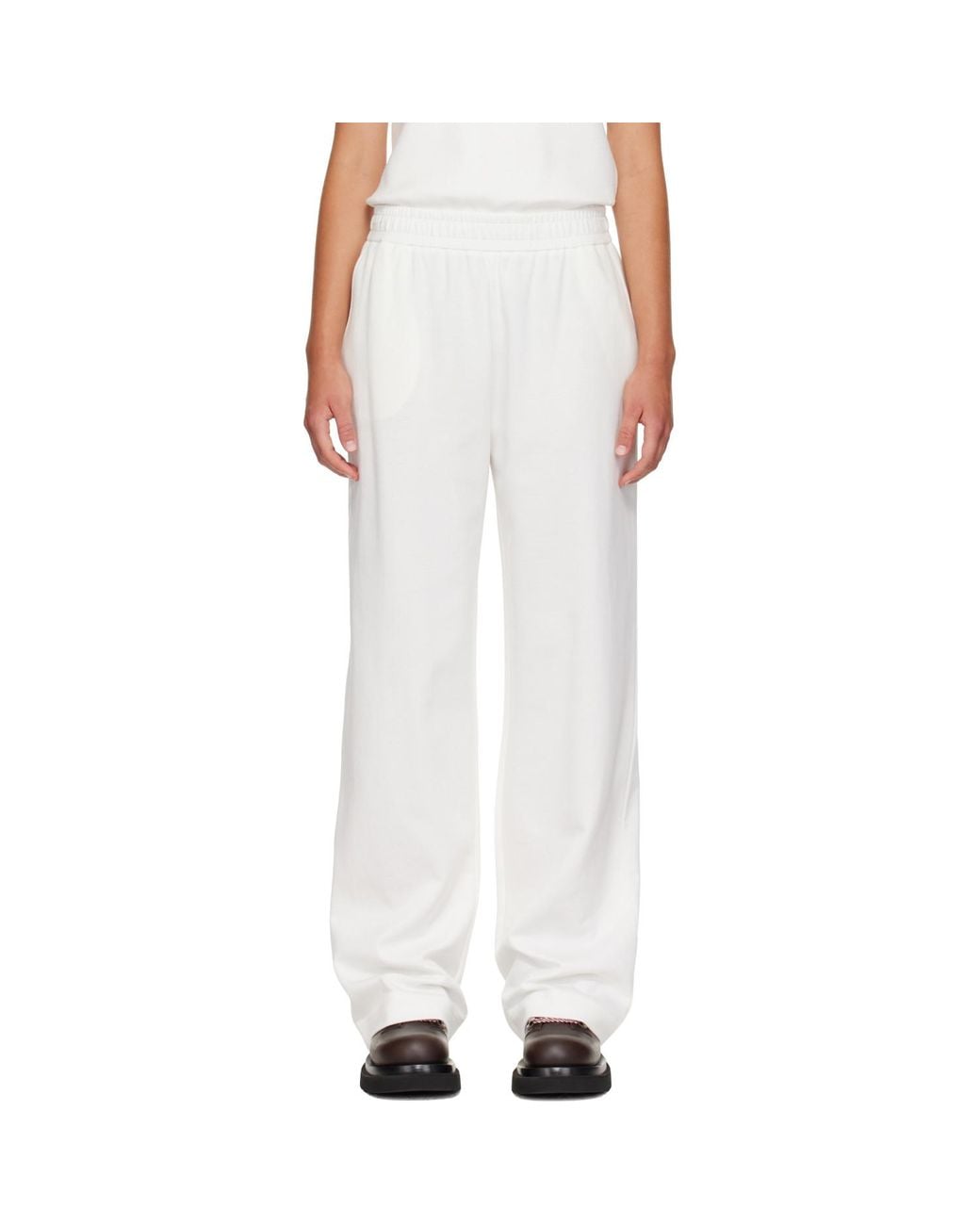 Moncler White Logo Cotton Blend Sweatpants