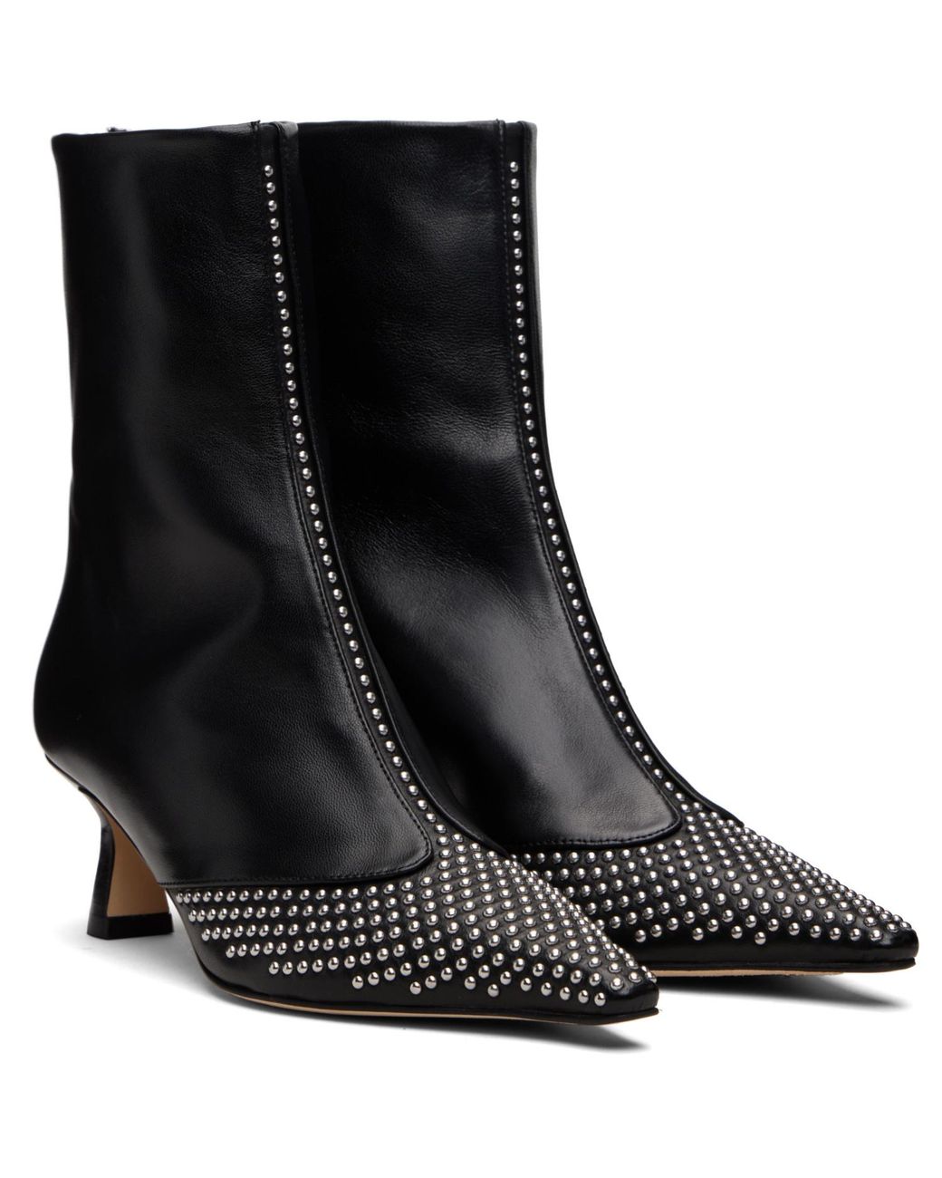 Aeyde Black Sila Mini Stud Leather Boots