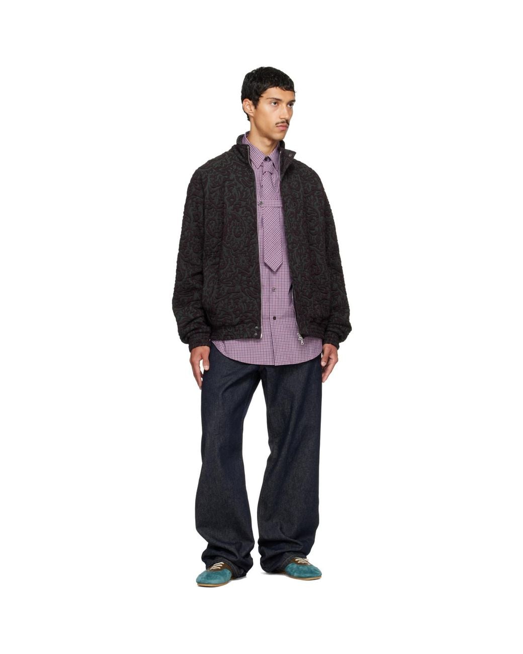 Dries Van Noten Black Jacquard Jacket for men
