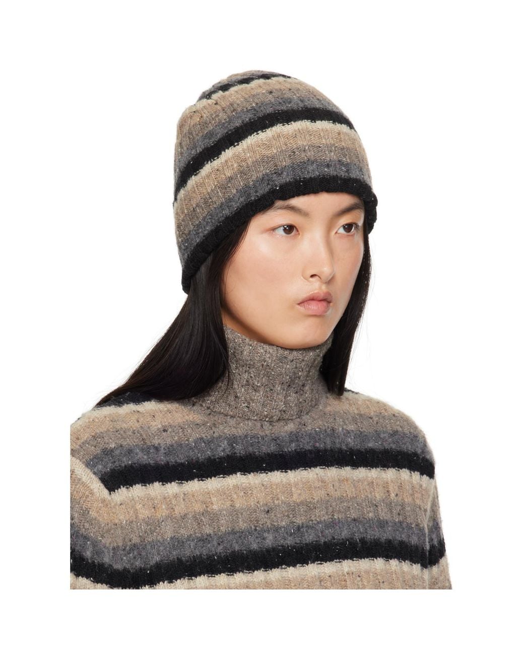 ERL Black Striped Beanie