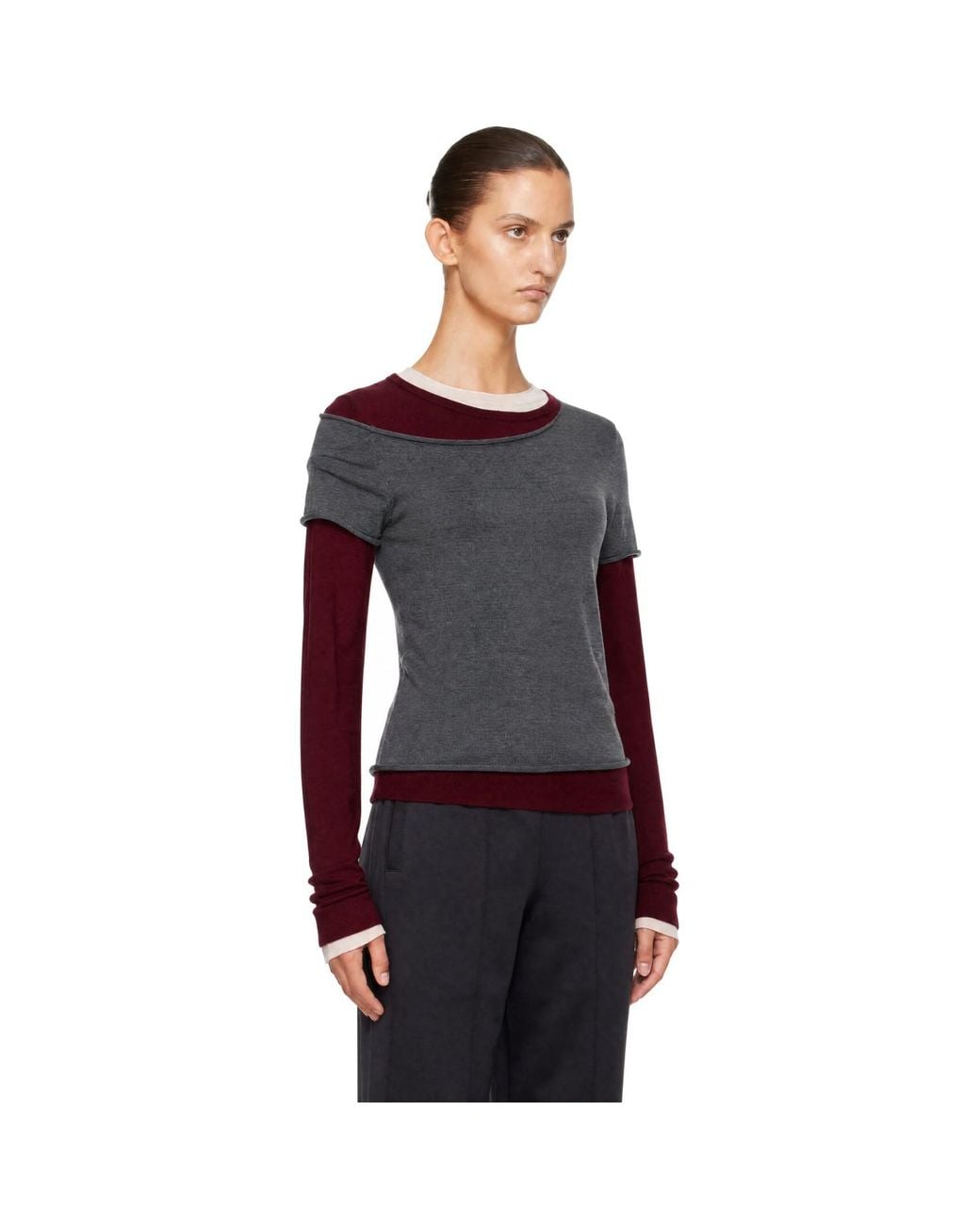 Staud Black Burgundy Sera Sweater