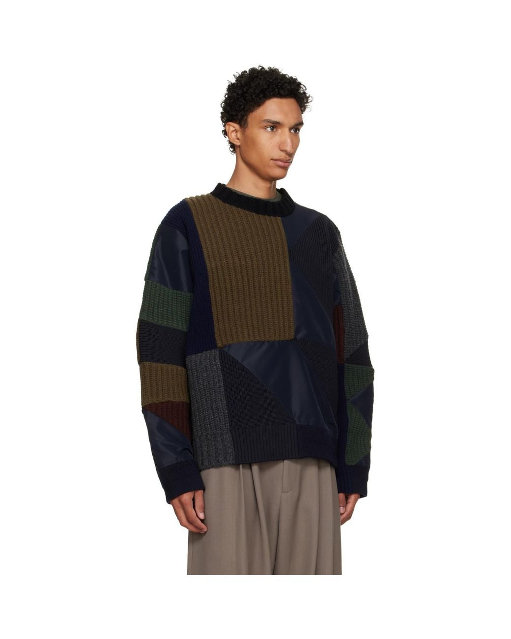 Sacai Black A.P.C. Edition Quilts Knit Sweater for men