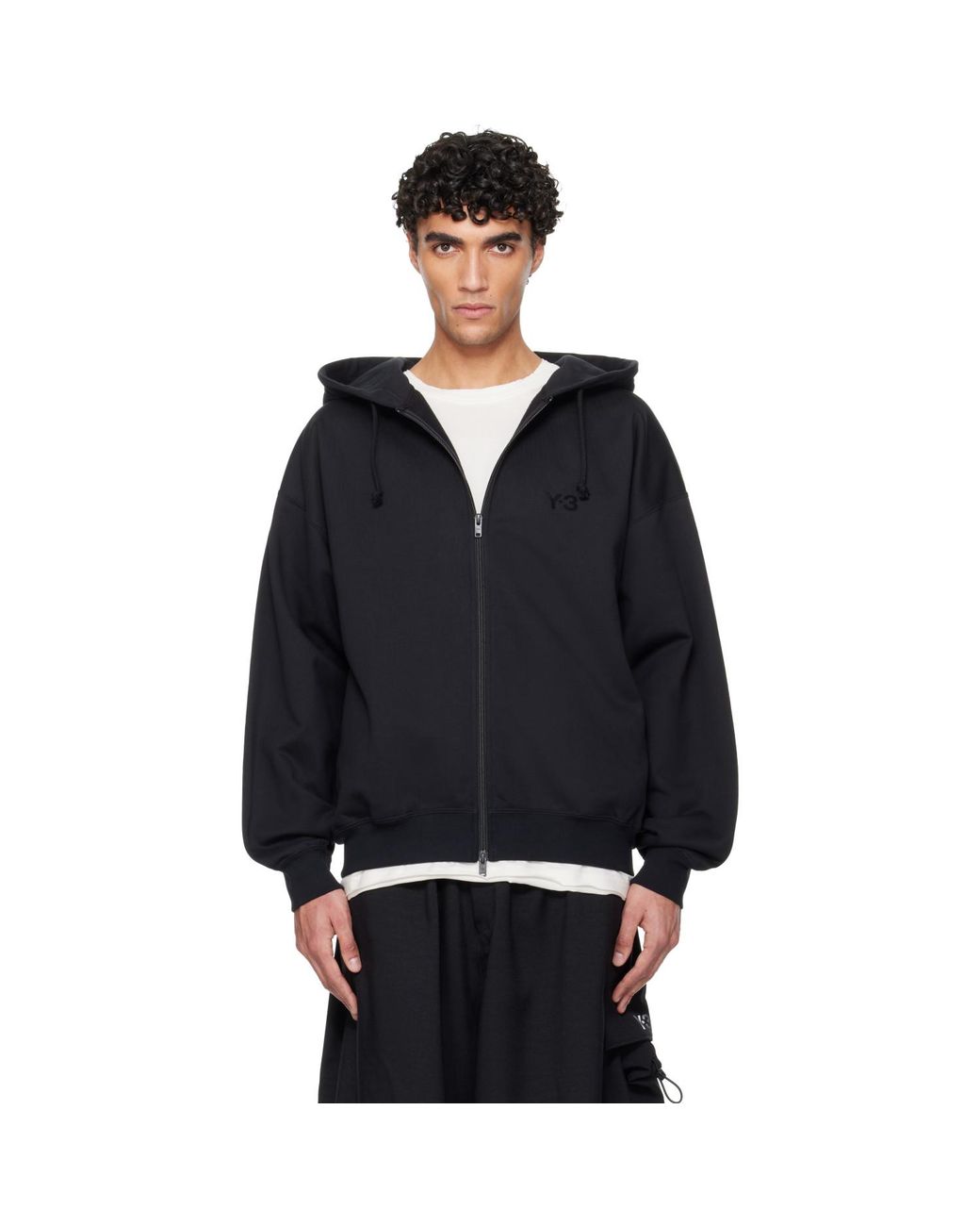 Y-3 Blue Brushed Terry Zip Hoodie for men