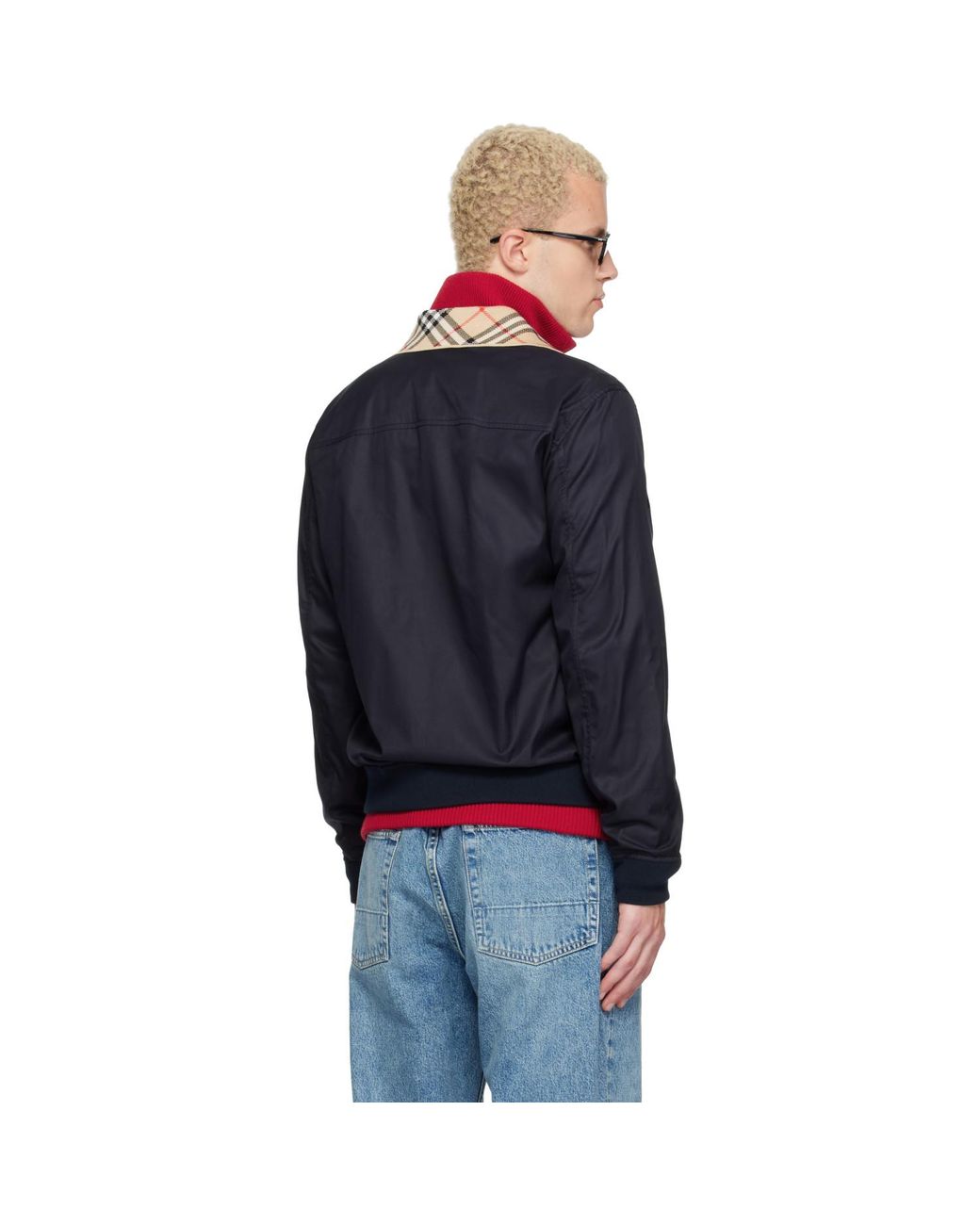 Burberry Blue Gabardine Glenfields Harrington Jacket for men