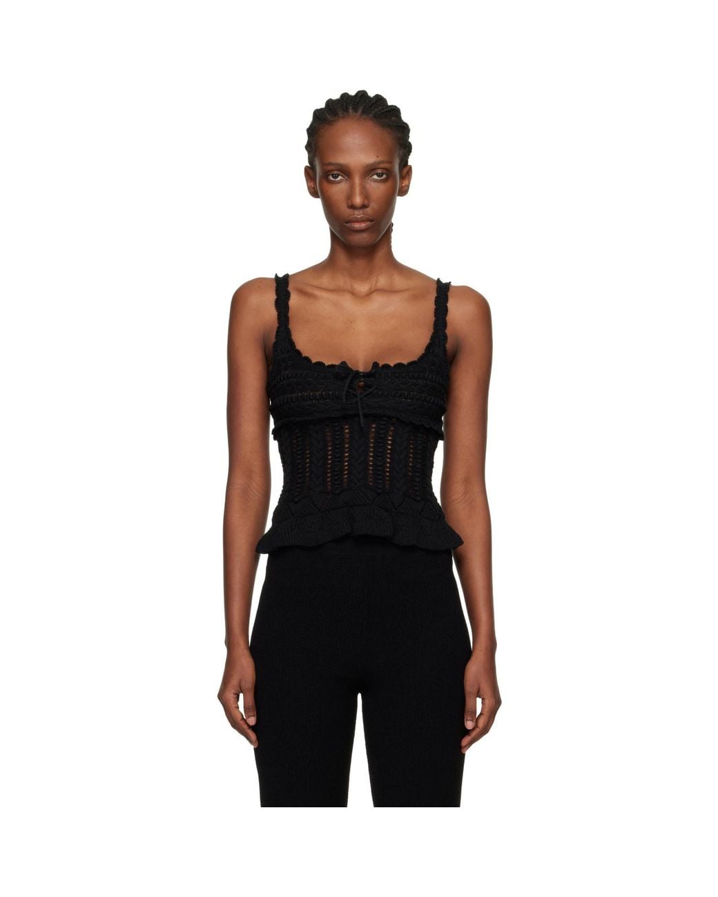 Isabel Marant Black Neves Frilly Cotton Knit Top