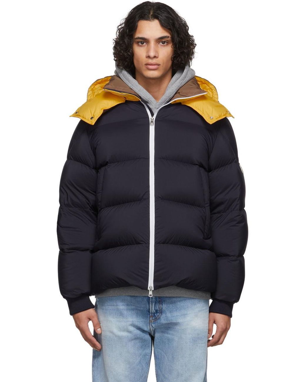 Moncler Synthetic Navy Loeb Down Jacket in Blue for Men | Lyst