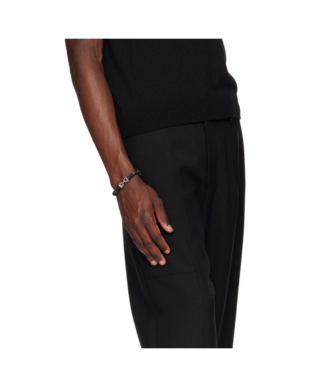 Ferragamo Black Gancini Elasticized Bracelet for men