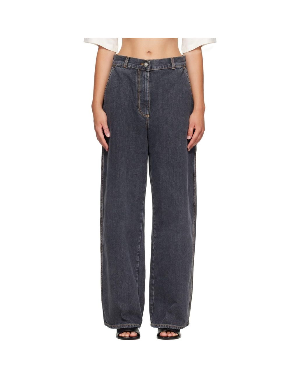 Palm Angels Blue Tree Logo Loose Jeans