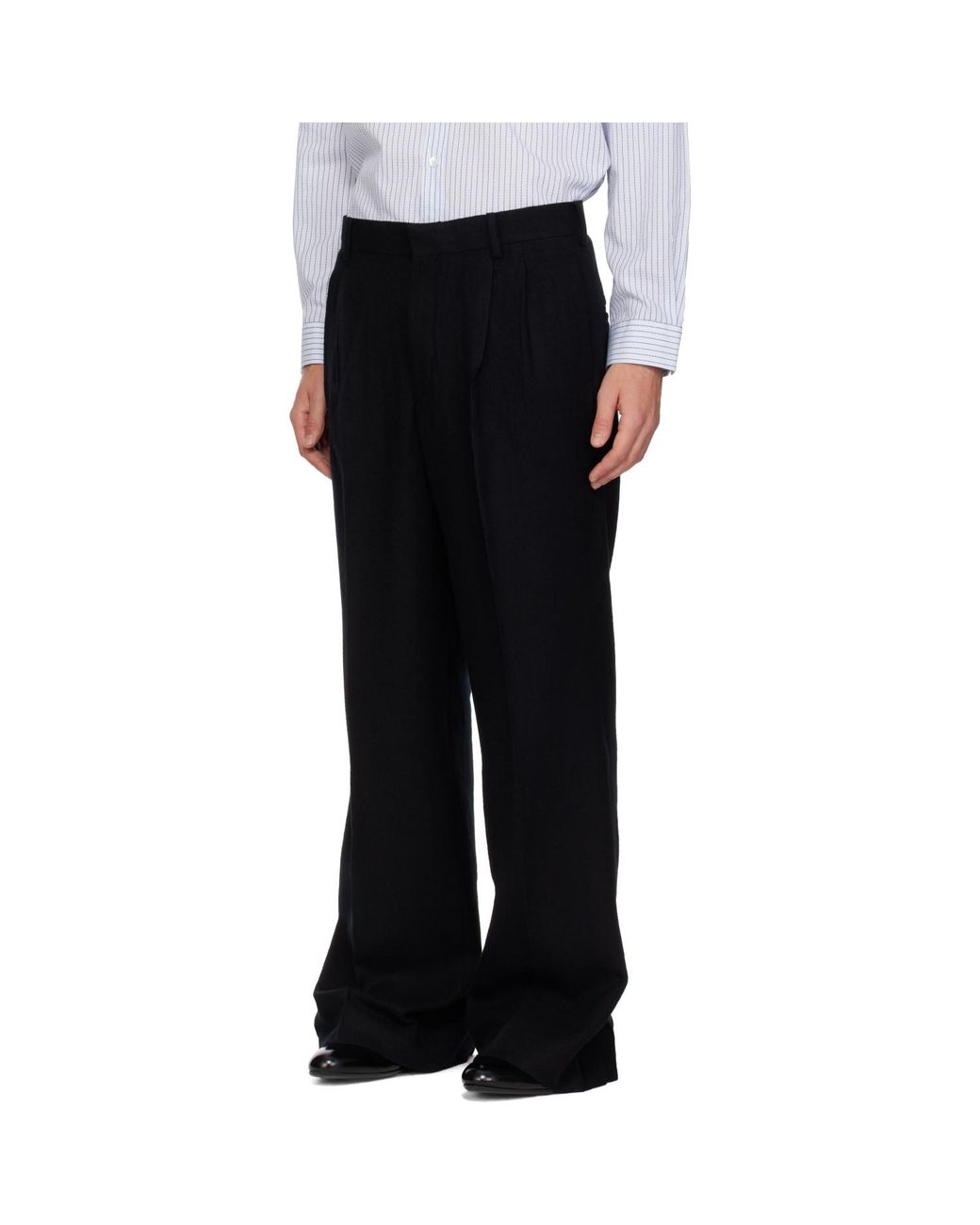 Sir Black Pleated Tailored Trousers for men