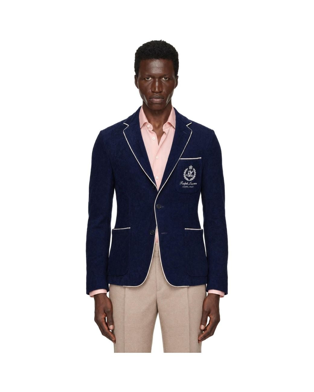 Ralph Lauren Blue Terry Single-Breasted Sportcoat Blazer for men