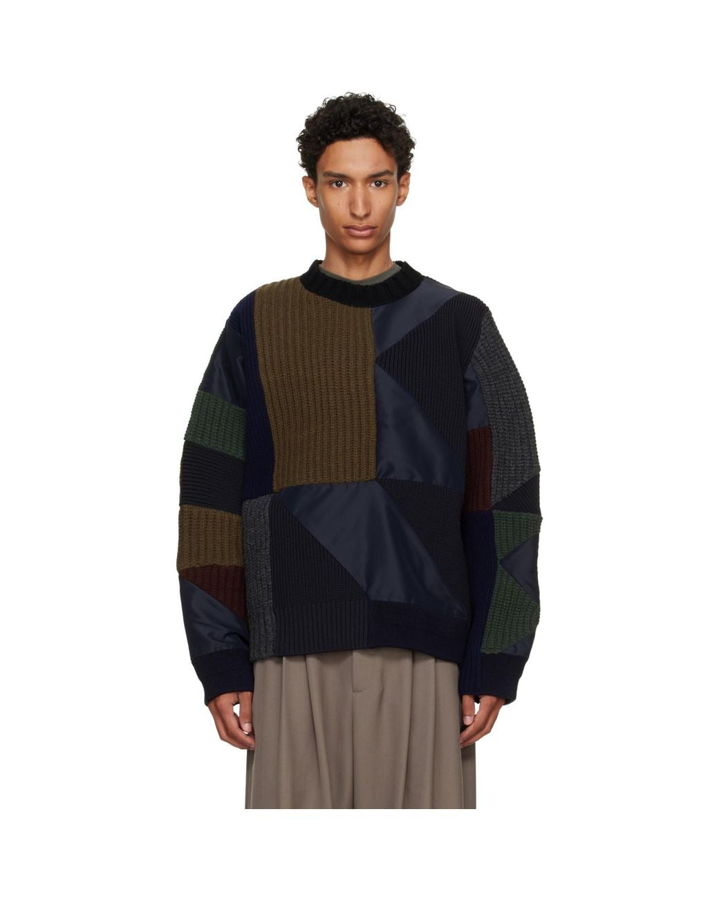 Sacai Black A.P.C. Edition Quilts Knit Sweater for men