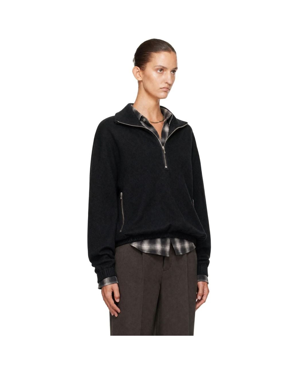 Ssstein Black Fleece Pullover Sweater
