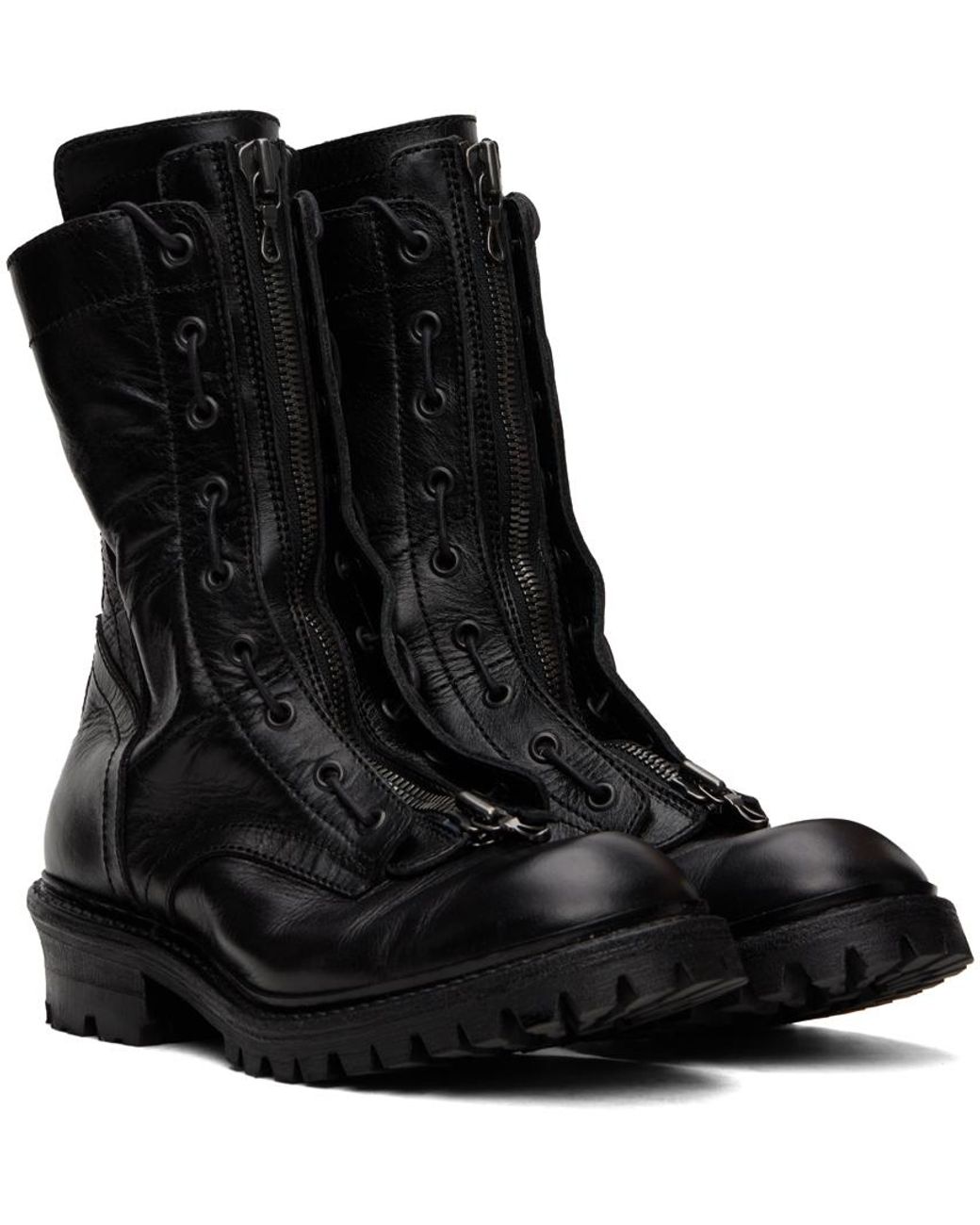 Black Double-Sole Combat Boots by Julius on Sale