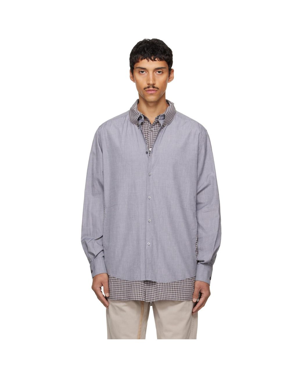 Maison Margiela Gray Double Layer Cotton Shirt for men