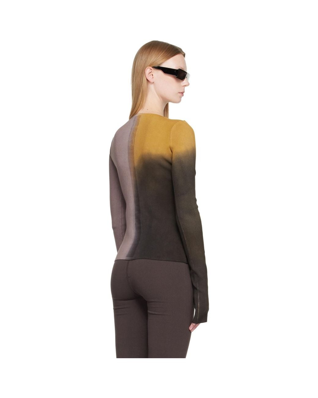 Rick Owens Brown Tower Tight Ls T-Shirt