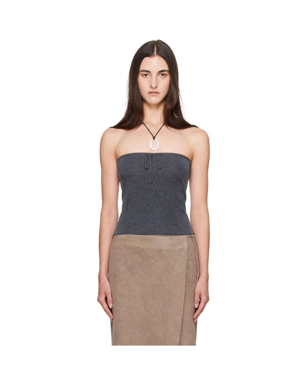 St. Agni Blue Wool Strapless Top