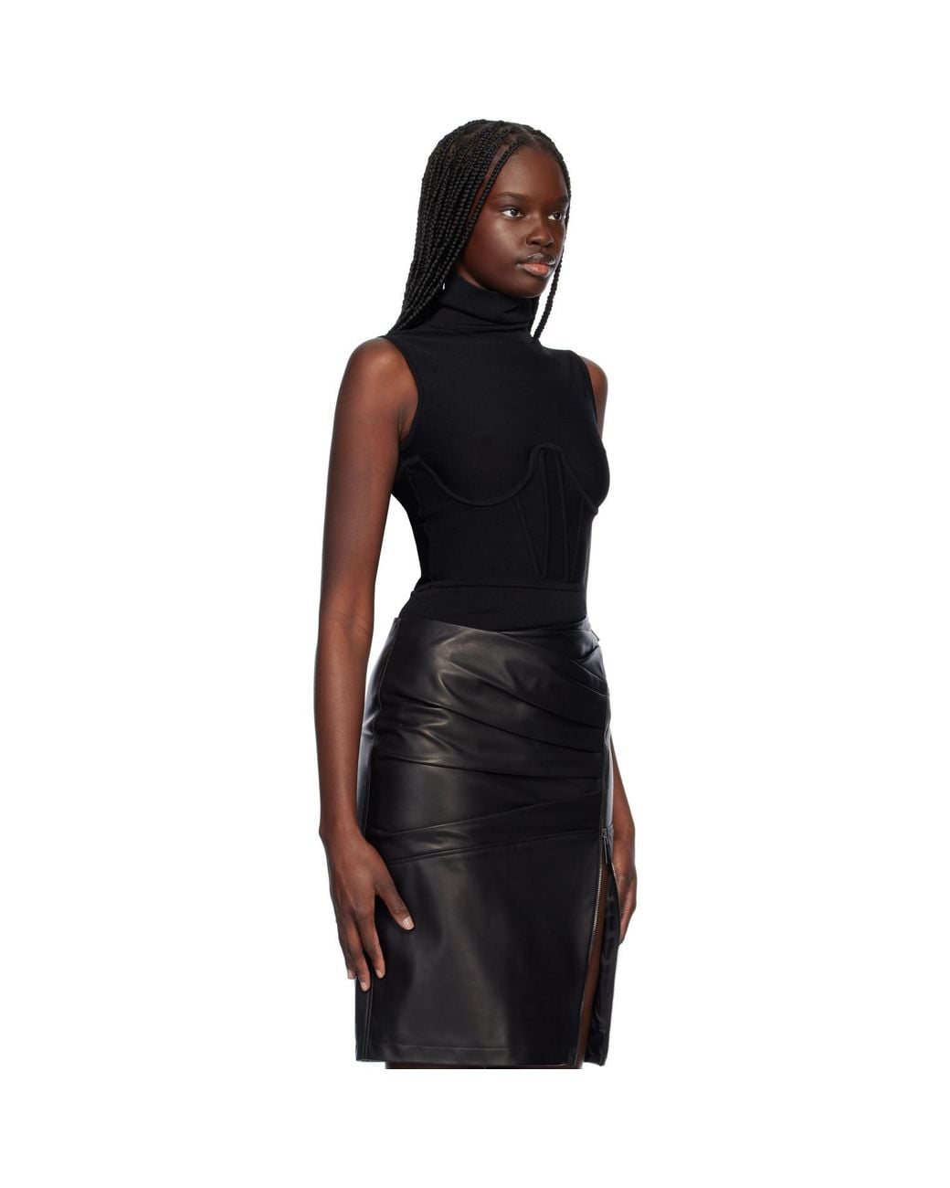 Nensi Dojaka Black Alice Corset Knit Bodysuit