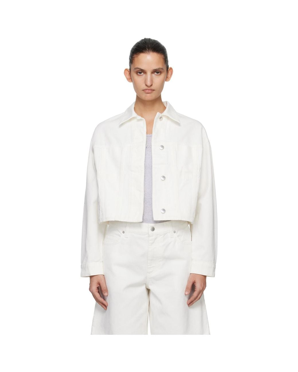 Maison Kitsuné White Denim Boxy Trucker Jacket