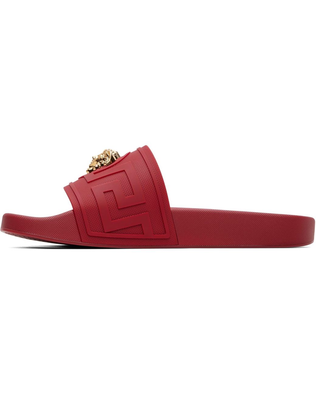 Versace Red 'La Medusa' Slides for men