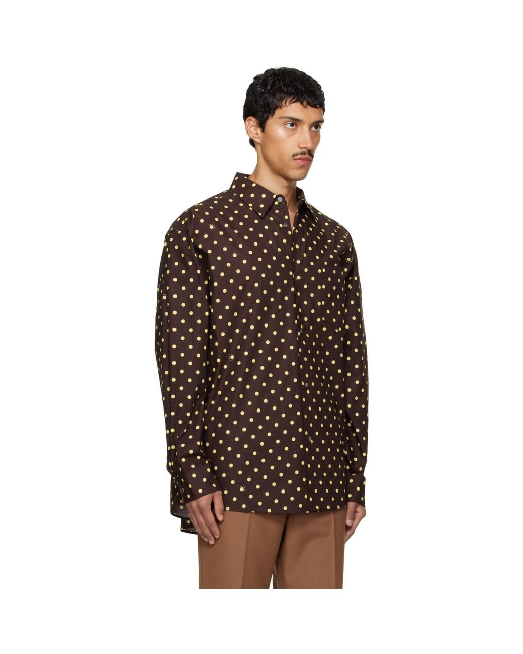 Marni Brown Polka-Dot Shirt for men