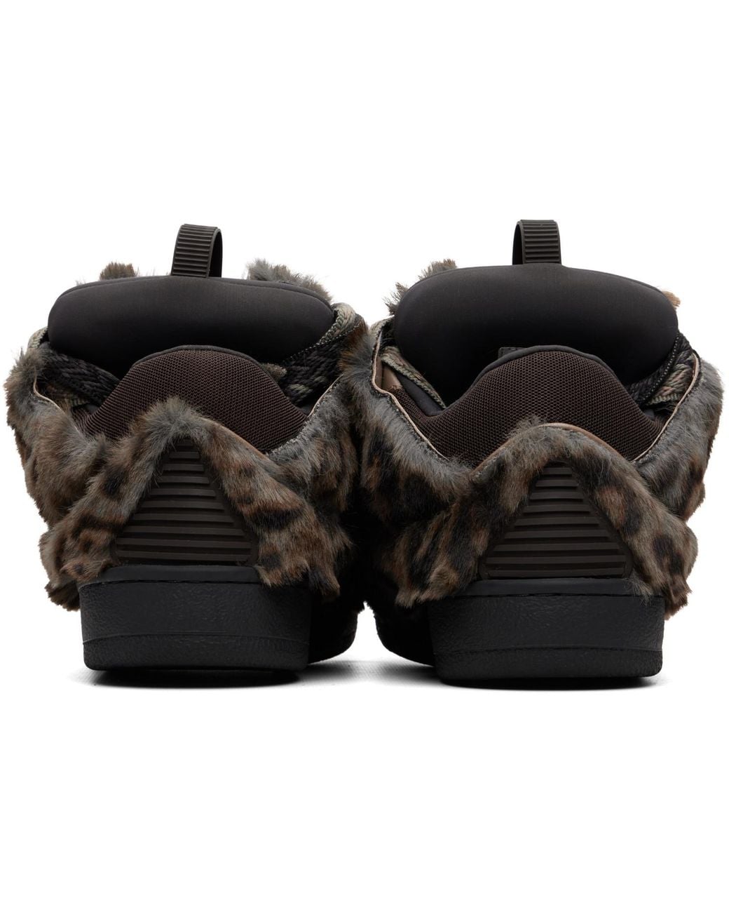 Lanvin Black Curb Faux Fur Sneakers for men