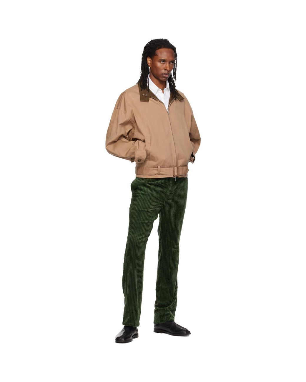 SOSHIOTSUKI Green Heavy Wale High Waist Trousers for men