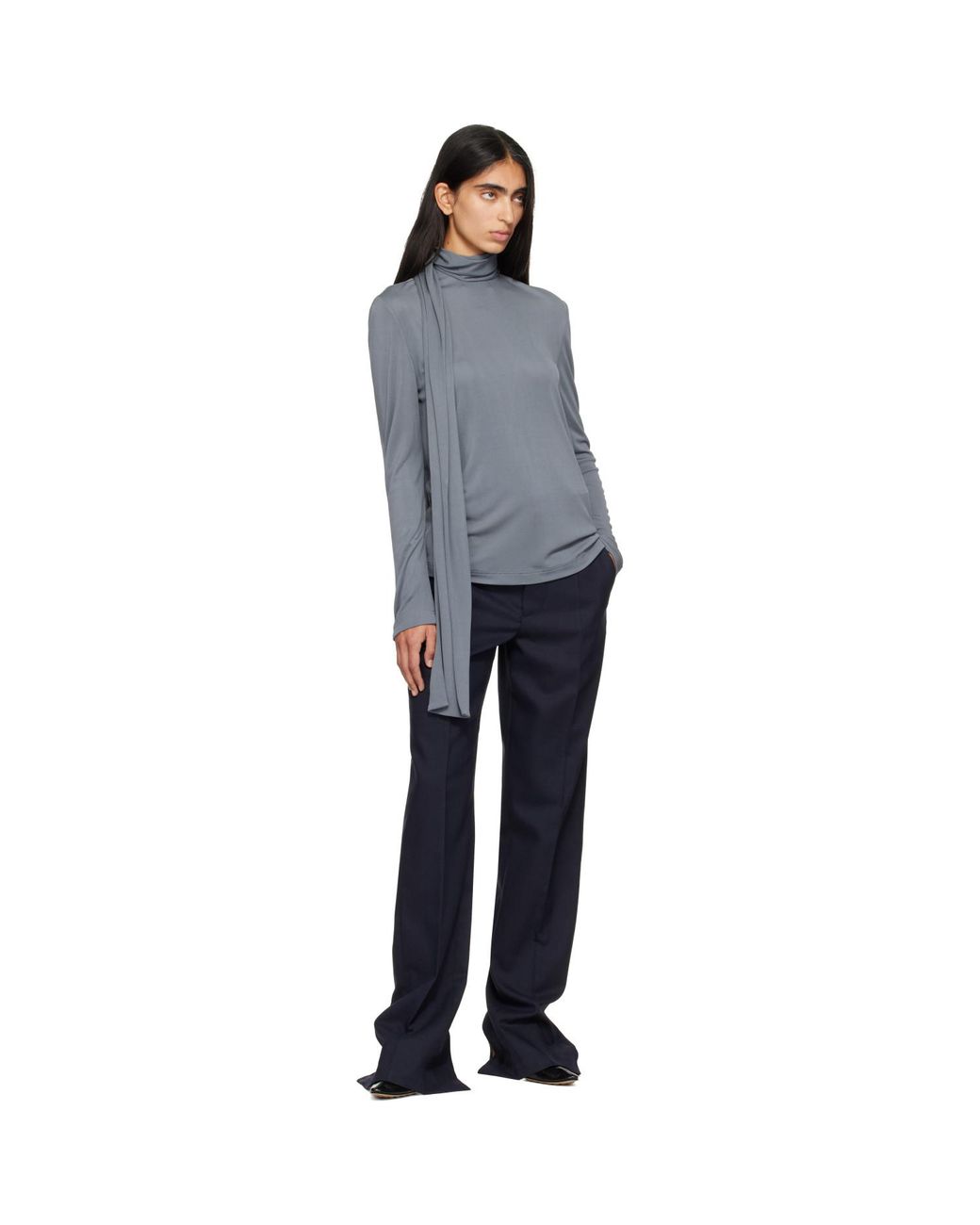 Bottega Veneta Gray Viscose Jersey Top