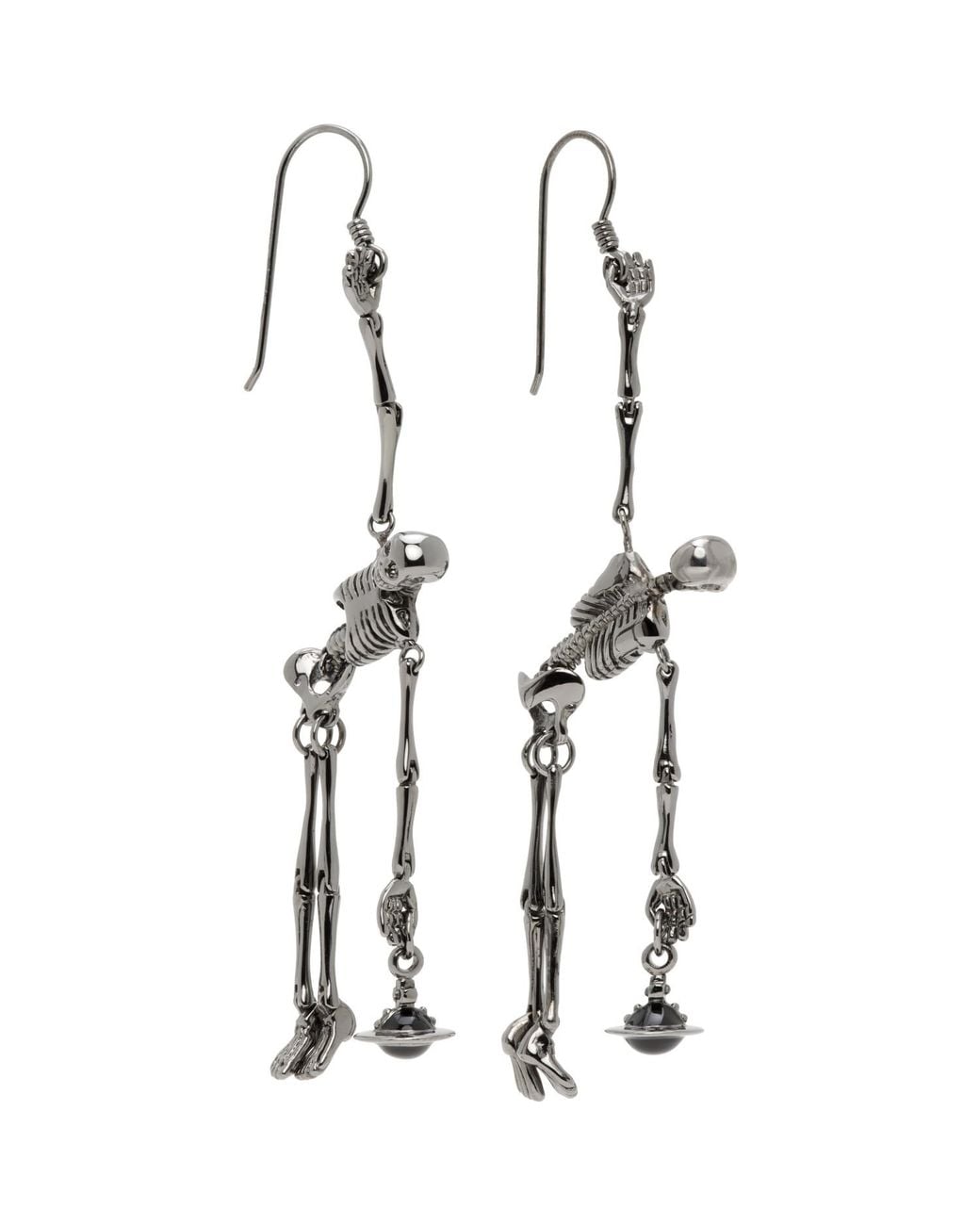 Vivienne Westwood White Skeleton Earrings for men