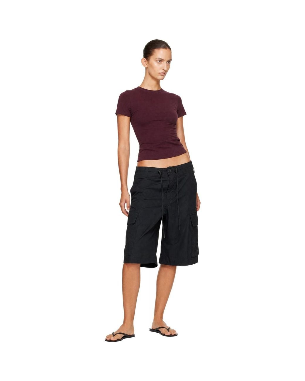 Skims Black Woven Cotton Oversized Cargo Shorts