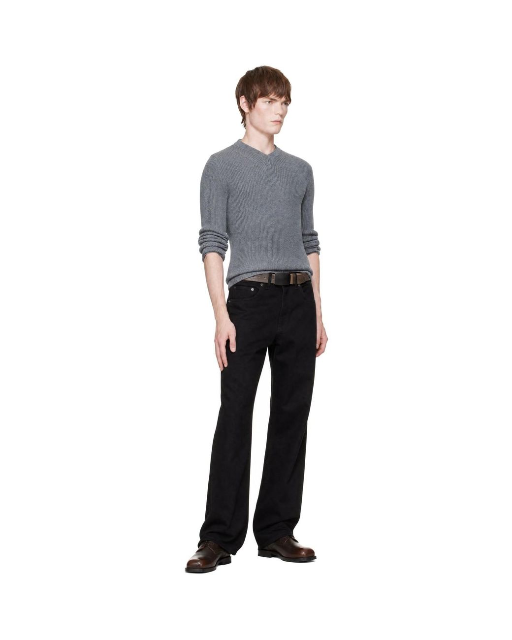 Carter Young Gray Wool Lounger V-Neck Sweater for men