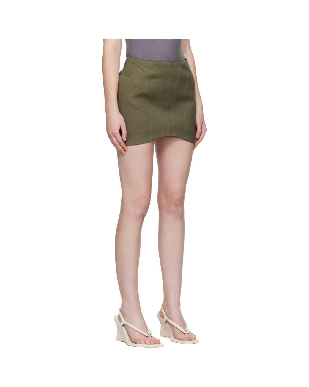 Mugler Green Khaki Tailored Miniskirt