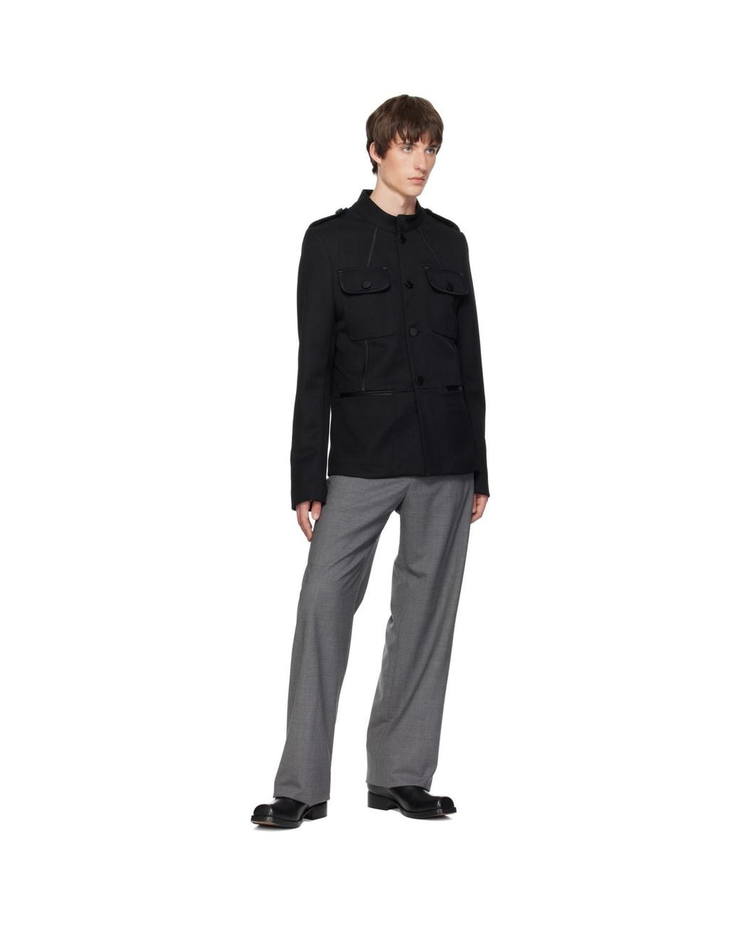 AARON ESH Black Twill Blouson Jacket for men