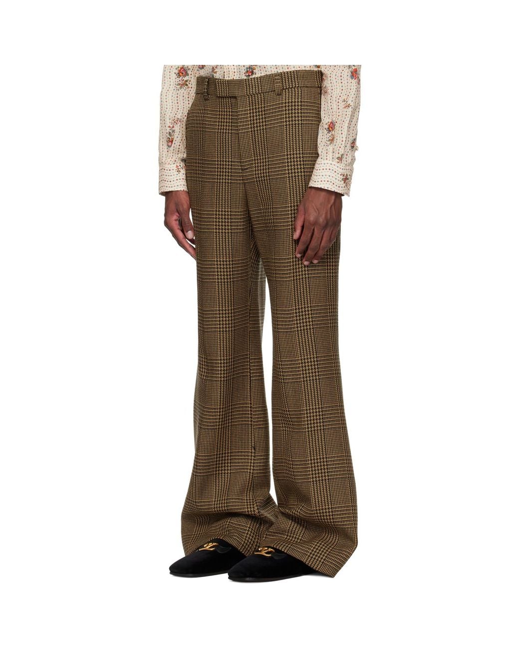 Valentino Brown Glen Check Trousers for men