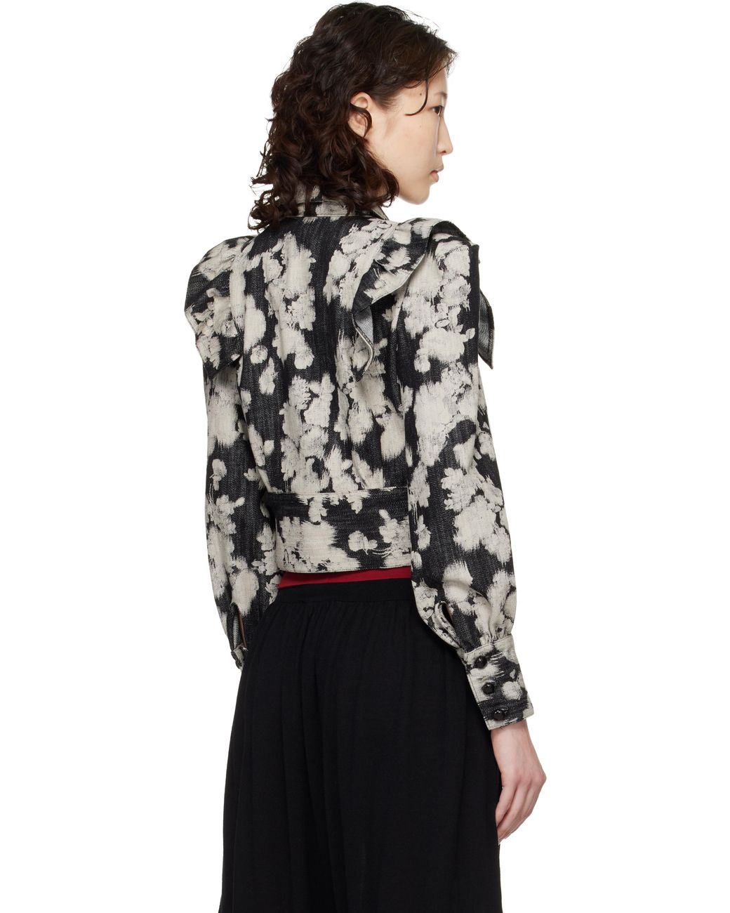 Anna Sui Off- Cropped Ruffle Jacket in Black | Lyst