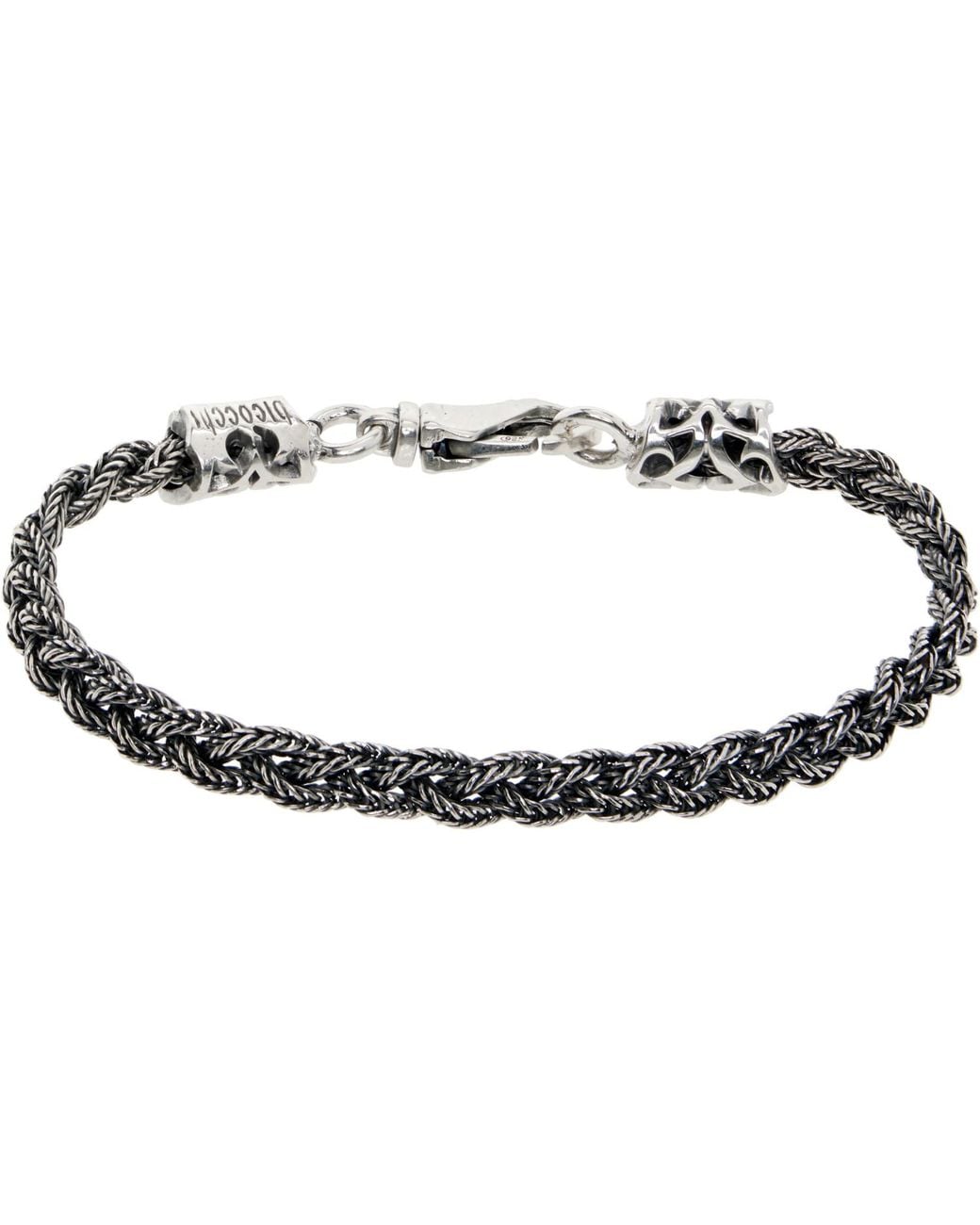 Emanuele Bicocchi Black Tiny Fishtail Braid Bracelet for men