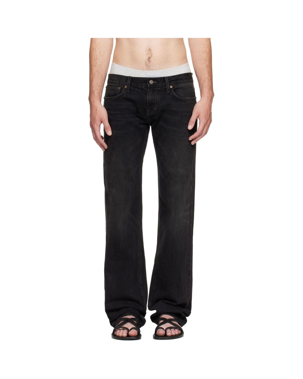 Raimundo Langlois Black Slim Straight Jeans for men