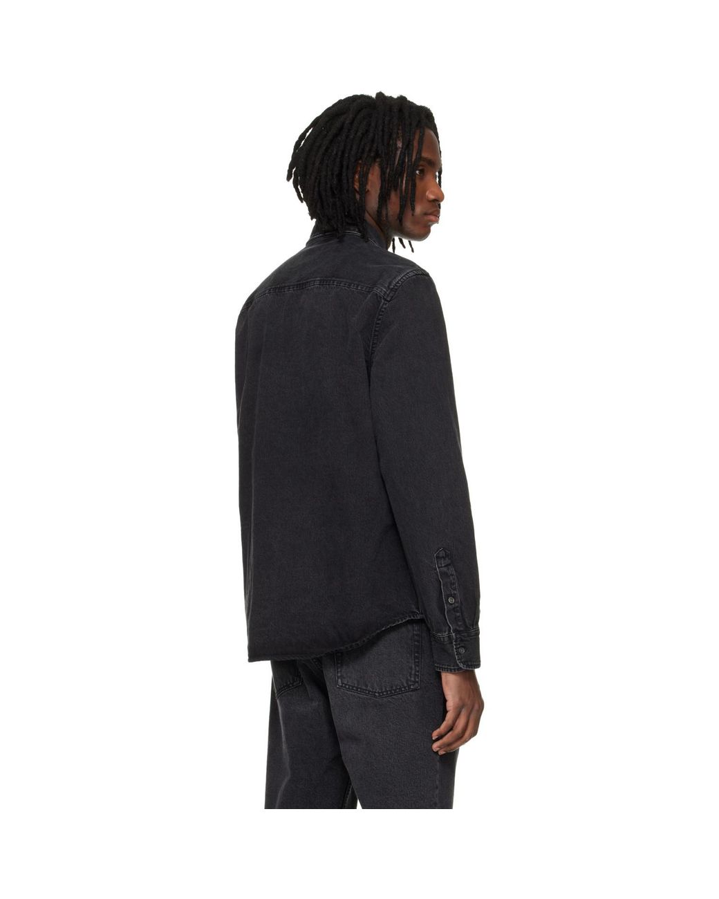 AMI Black Cotton Ami De Coeur Denim Shirt for men
