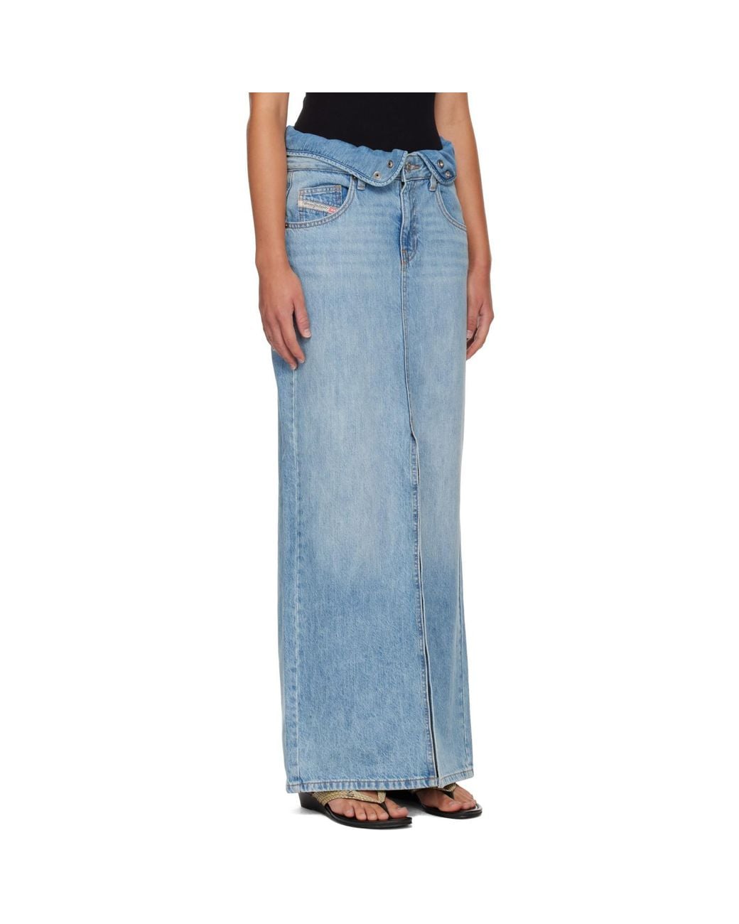 DIESEL Blue Jean-Illusion Denim Maxi Skirt