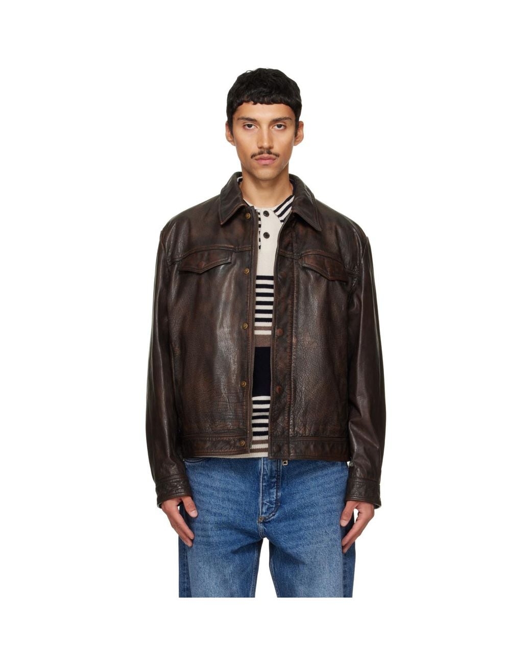 HUGO Black Regular-Fit Leather Jacket for men